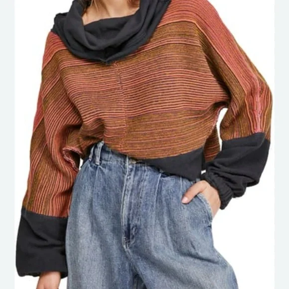 Free People Multicolor Striped Cowl Neck Sweater - Picture 1 of 16